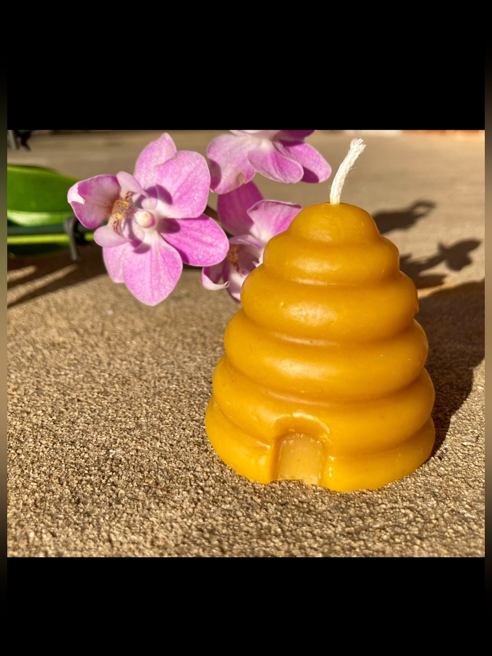 Homemade 100% Beeswax Beehive Shaped Candle - Golden Yellow